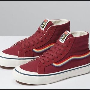 maroon rainbow vans